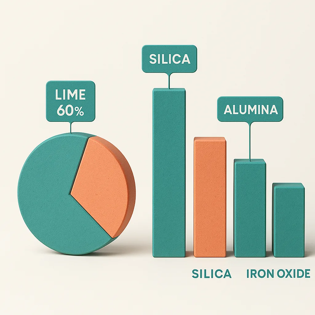 CEM I 42.5N cement composition infographic GCC 2025