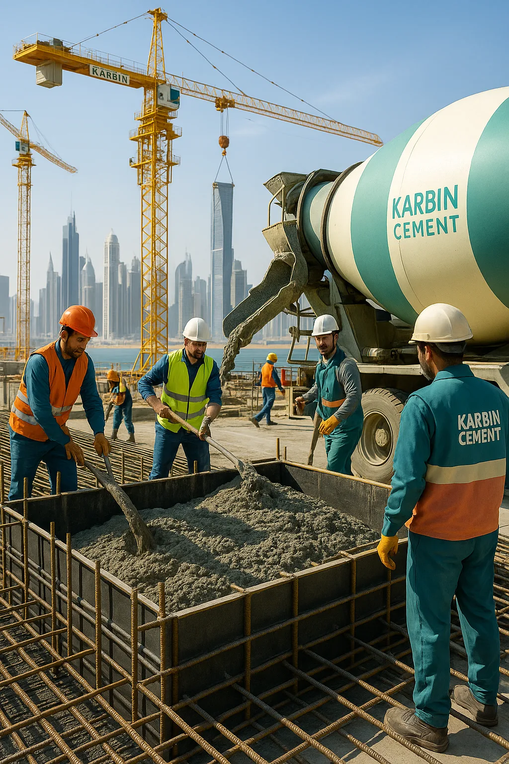CEM I 42.5N cement GCC construction site using Karbin Cement products 2025